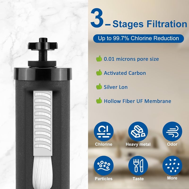 Fetechmate Black Activated Carbon Water Filter Elements & Fluoride Filters for Gravity Water Filtration System with UF-membrane Certified Water Filter Replacement, Pack of 4 - Image 4